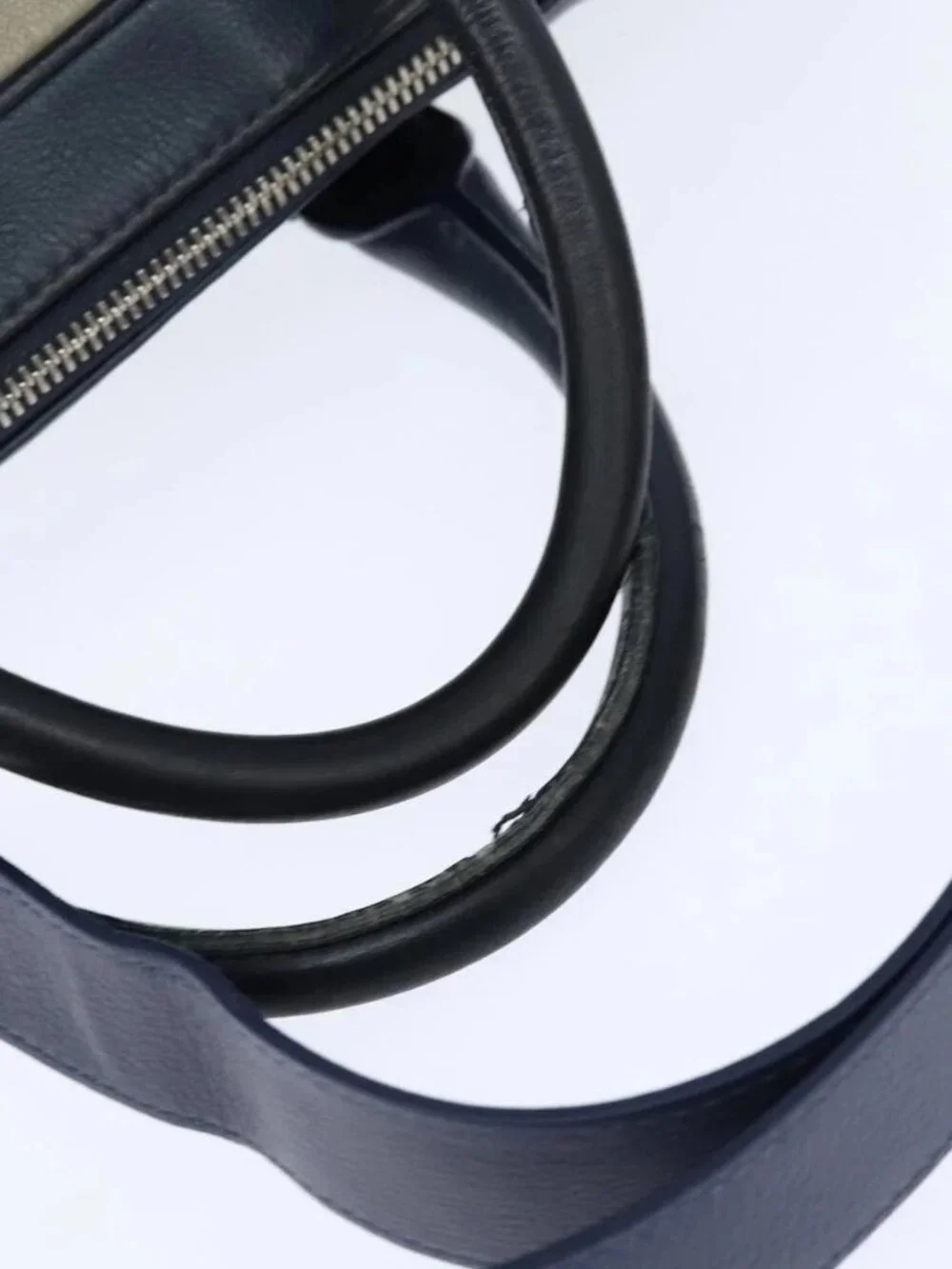 Christian Dior Business Bag Leather 2ways Navy Silver